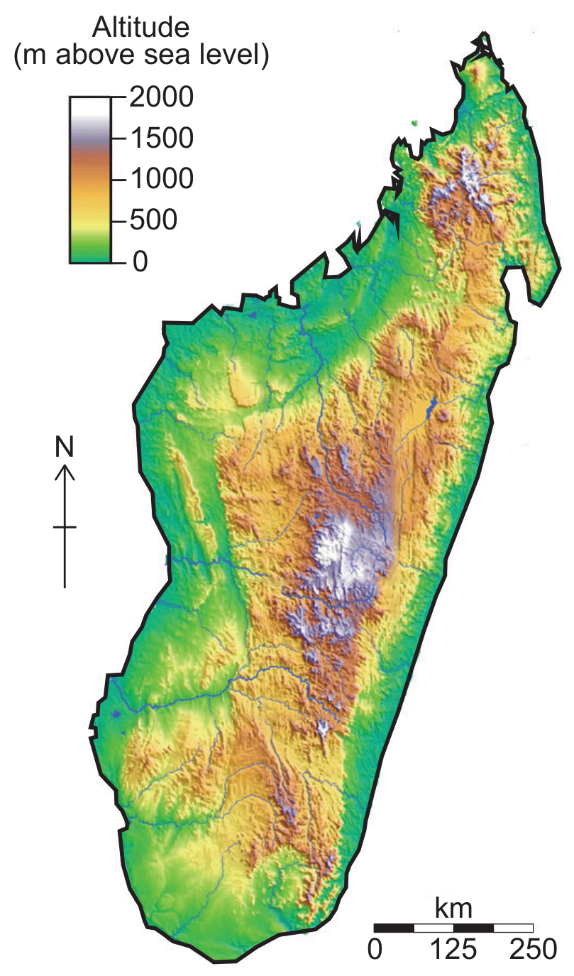 Figure 1(b): Topographic map of Madagascar