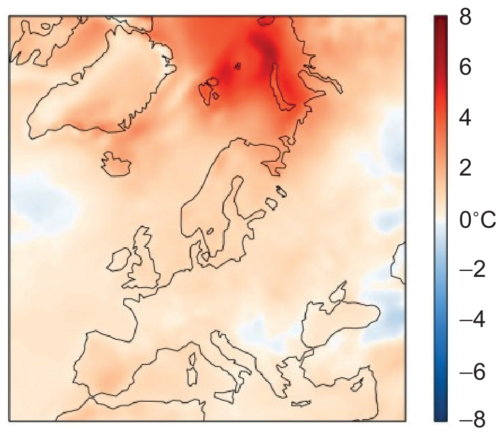 Figure 4(b): Surface air temperature anomaly for May 2016 to April 2017
