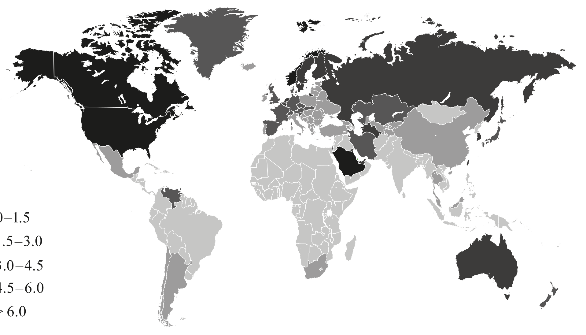Figure 7: Oil equivalent consumption per capita in 2011