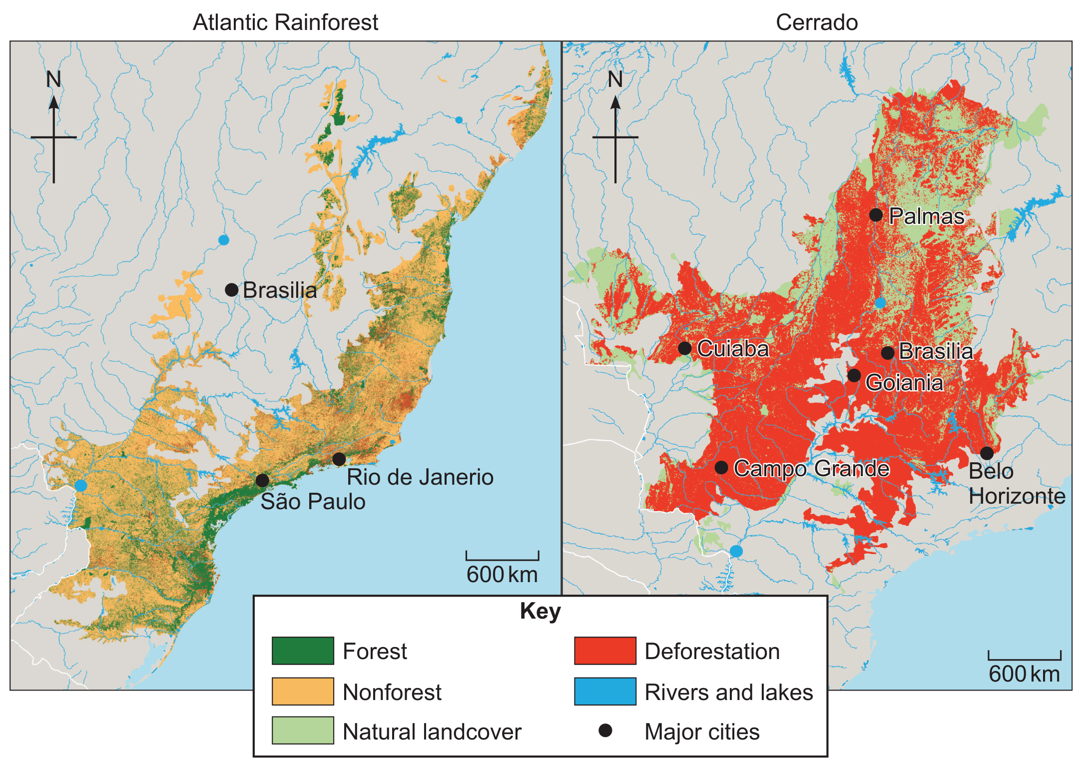 Figure 6(b): Deforestation in the Atlantic Rainforest and Cerrado