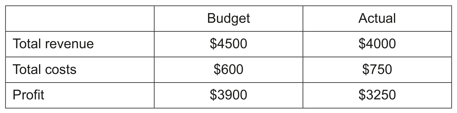 Table 2.1 Budget report for Drake's website in the previous month